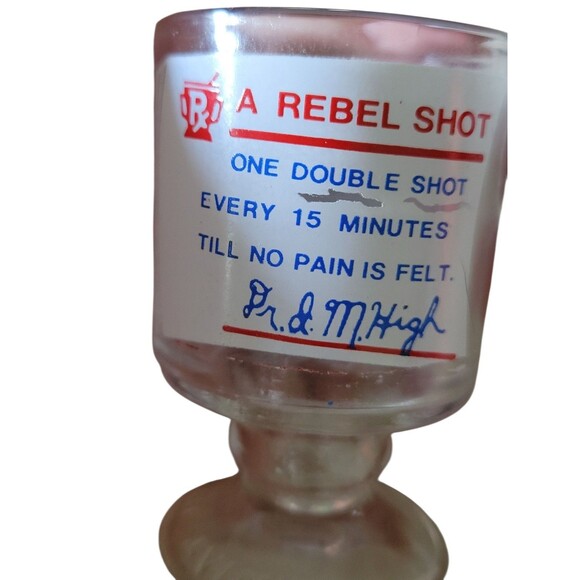 Vintage Footed Rebel Shot Glass Whiskey Pedestal Bar Double Made In Tawain - Picture 3 of 4